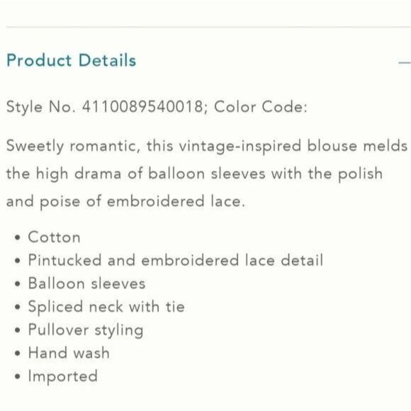 NWT Anthropologie Delilah Pleated Lace Peasant Blouse - Picture 13 of 13